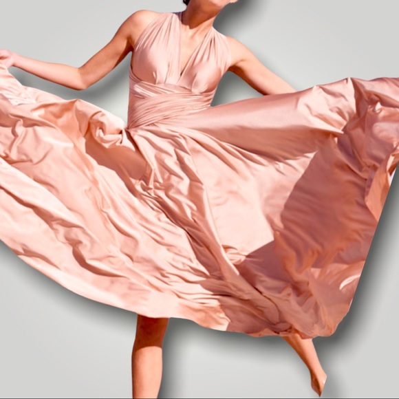 New Twobirds BHLDN Ginger Convertible Sz A / Fits 0 - 12 Dusty Pink Formal Gown - Picture 10 of 17